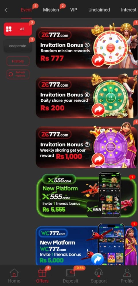 ZC777 Bonuses